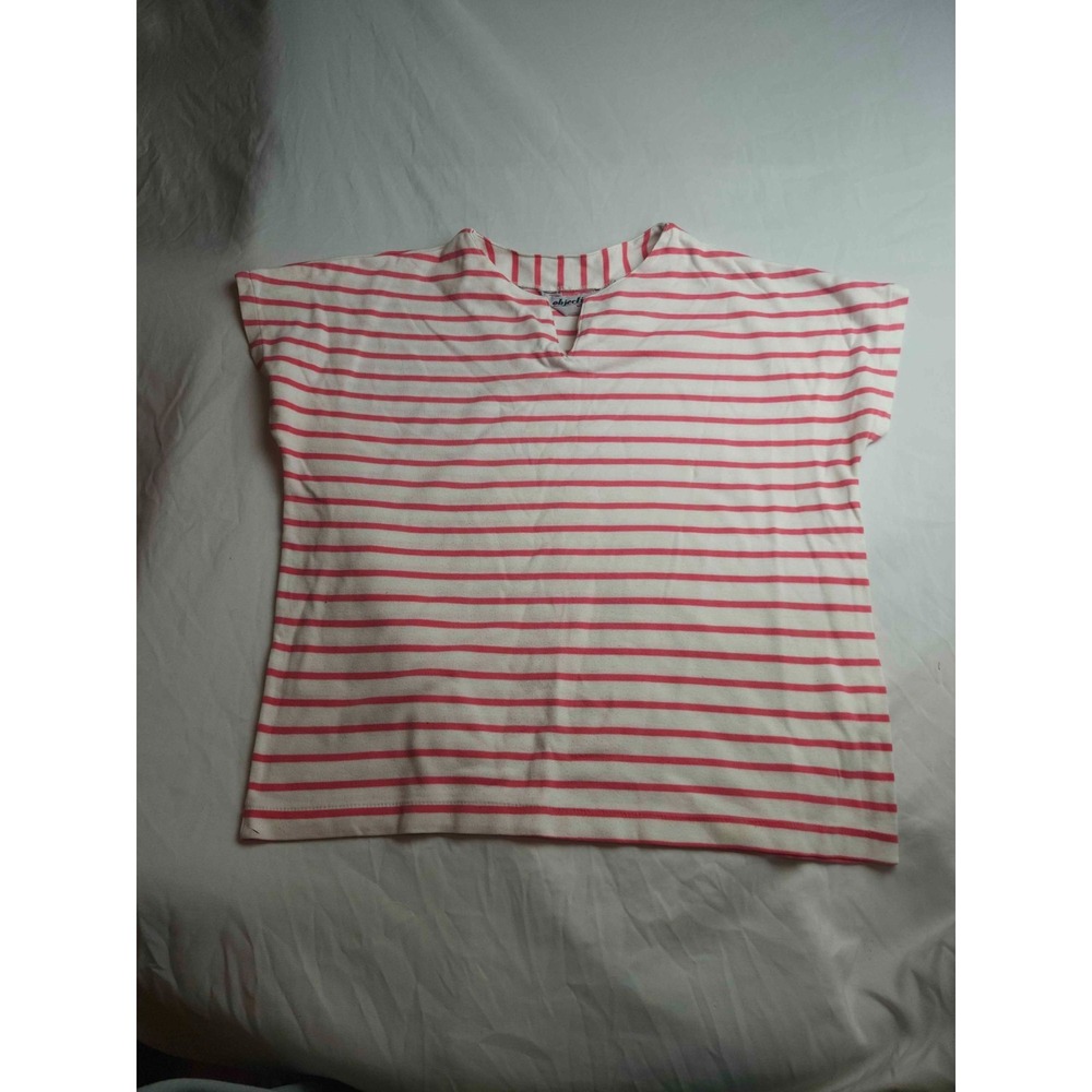 Vintage 90s Objectives Top Womens L Pink Striped Retro Indie Minimalist Nautical